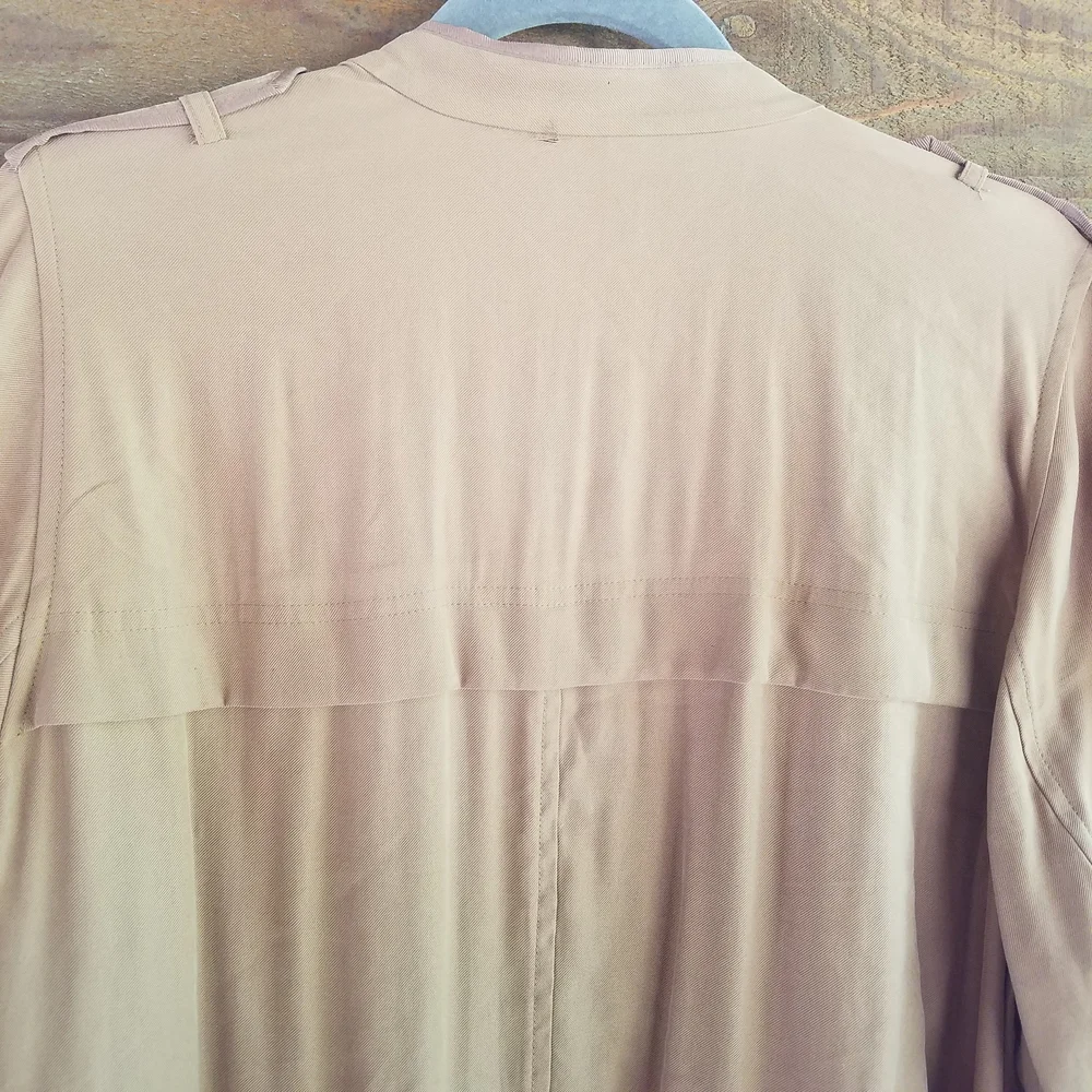 Lane Bryant Tan Trench Coat Tie Waist (Imperfection) | Transitional Trench Coat - Picture 8 of 10